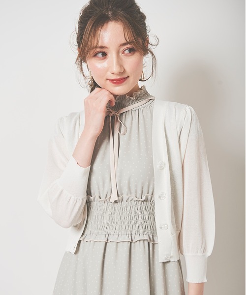 31 Sons de mode(トランテアン ソン ドゥ モード)の「ビジューカーディガン(カーディガン/ボレロ・レディース・ブラック/ピンク/ライトグリーン/オフホワイト・36)」の17枚目の写真