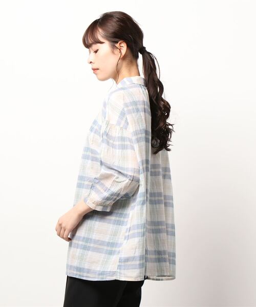 HONEYSUCKLE ROSE（ハニーサックルローズ）の「【HONEYSUCKLE ROSE】ローンチェックブラウス（シャツ/ブラウス・レディース・パープル/グレー/グリーン・M/L）」の5枚目の写真