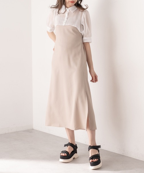 OLIVE des OLIVE(オリーブデオリーブ)の「クロップドシャツ×キャミワンピースセット(ワンピース・レディース・ブラック/ベージュ/ピンク/サックスブルー・FREE)」の11枚目の写真