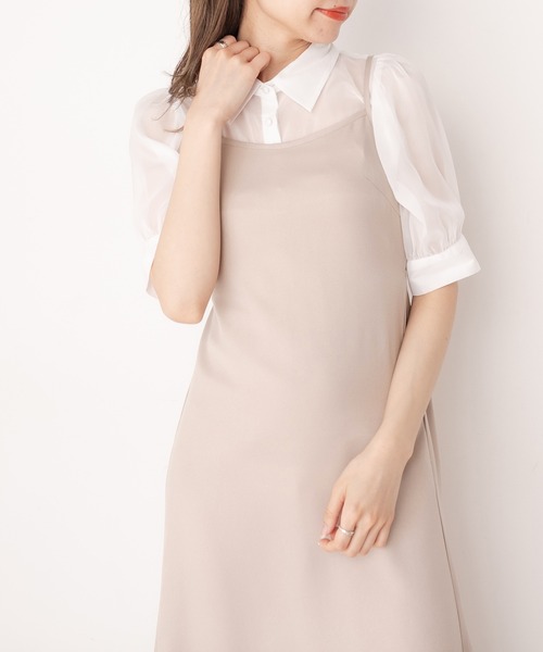 OLIVE des OLIVE(オリーブデオリーブ)の「クロップドシャツ×キャミワンピースセット(ワンピース・レディース・ブラック/ベージュ/ピンク/サックスブルー・FREE)」の18枚目の写真