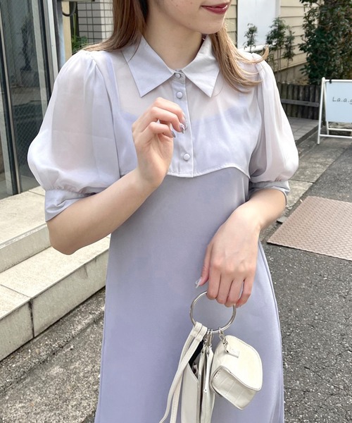 OLIVE des OLIVE(オリーブデオリーブ)の「クロップドシャツ×キャミワンピースセット(ワンピース・レディース・ブラック/ベージュ/ピンク/サックスブルー・FREE)」の22枚目の写真