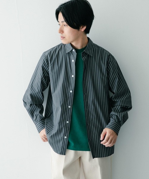ITEMS URBANRESEARCH（アイテムズ アーバンリサーチ）の「レギュラー ストライプシャツ（シャツ/ブラウス・メンズ・ブルー/ブラック/ネイビー・LARGE/MEDIUM）」の5枚目の写真