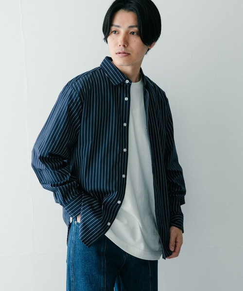 ITEMS URBANRESEARCH（アイテムズ アーバンリサーチ）の「レギュラー ストライプシャツ（シャツ/ブラウス・メンズ・ブルー/ブラック/ネイビー・LARGE/MEDIUM）」の14枚目の写真