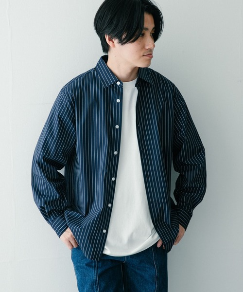 ITEMS URBANRESEARCH（アイテムズ アーバンリサーチ）の「レギュラー ストライプシャツ（シャツ/ブラウス・メンズ・ブルー/ブラック/ネイビー・LARGE/MEDIUM）」の15枚目の写真