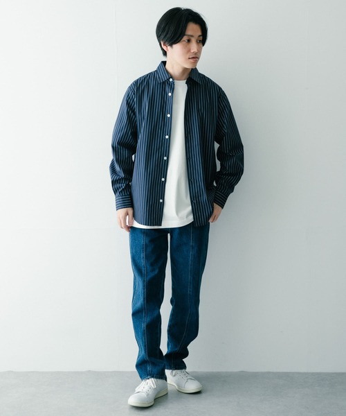 ITEMS URBANRESEARCH（アイテムズ アーバンリサーチ）の「レギュラー ストライプシャツ（シャツ/ブラウス・メンズ・ブルー/ブラック/ネイビー・LARGE/MEDIUM）」の18枚目の写真