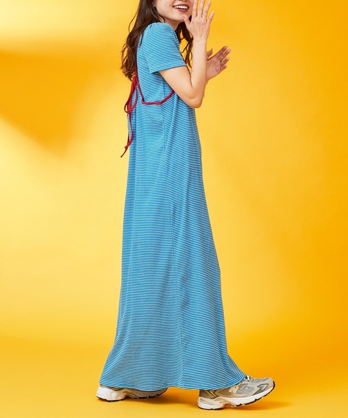 HELLO.SANFRANCISCO（ハローサンフランシスコ）の「【新色追加】【HELLO.SANFRANCISCO】Tee付きボーダーキャミワンピ（ワンピース・レディース・イエロー/オレンジ/ブルー/ピンク/レモンイエロー/グリーン/サーモンピンク・ONE SIZE）」の11枚目の写真