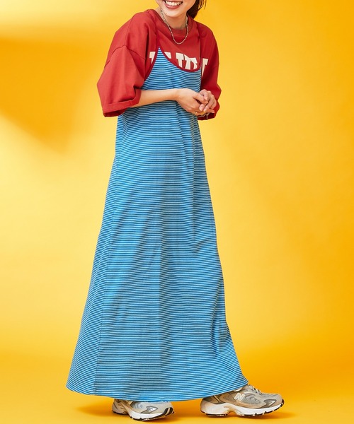 HELLO.SANFRANCISCO（ハローサンフランシスコ）の「【新色追加】【HELLO.SANFRANCISCO】Tee付きボーダーキャミワンピ（ワンピース・レディース・イエロー/オレンジ/ブルー/ピンク/レモンイエロー/グリーン/サーモンピンク・ONE SIZE）」の21枚目の写真