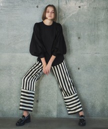 ELFRANK | 【2022SS】ストライプサテンワイドパンツ(その他パンツ)