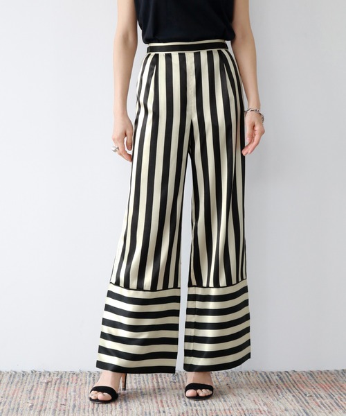 ELFRANK（エルフランク）の「ストライプサテンワイドパンツ（その他パンツ・レディース・ブラック・FREE）」の10枚目の写真