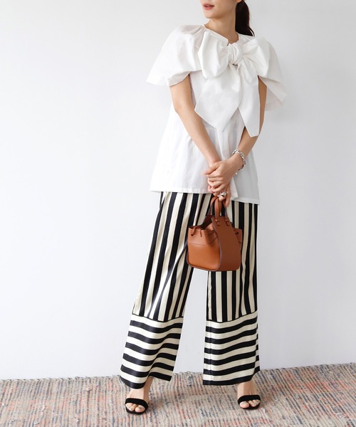 ELFRANK（エルフランク）の「ストライプサテンワイドパンツ（その他パンツ・レディース・ブラック・FREE）」の11枚目の写真