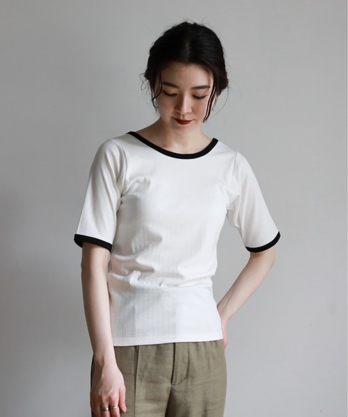 feepur(フェピュール)の「カップ付アソートリンガーTee(Tシャツ/カットソー・レディース・ブラック/オフホワイト/ピンク/ブルー/ホワイト×ブラック・MEDIUM)」の20枚目の写真