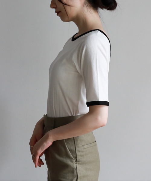 feepur(フェピュール)の「カップ付アソートリンガーTee(Tシャツ/カットソー・レディース・ブラック/オフホワイト/ピンク/ブルー/ホワイト×ブラック・MEDIUM)」の21枚目の写真