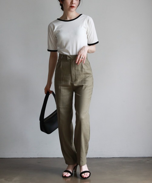 feepur(フェピュール)の「カップ付アソートリンガーTee(Tシャツ/カットソー・レディース・ブラック/オフホワイト/ピンク/ブルー/ホワイト×ブラック・MEDIUM)」の16枚目の写真