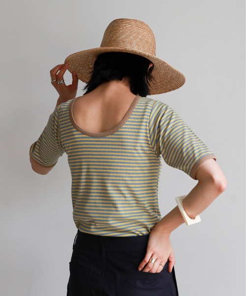 feepur(フェピュール)の「カップ付アソートリンガーTee(Tシャツ/カットソー・レディース・ブラック/オフホワイト/ピンク/ブルー/ホワイト×ブラック・MEDIUM)」の13枚目の写真