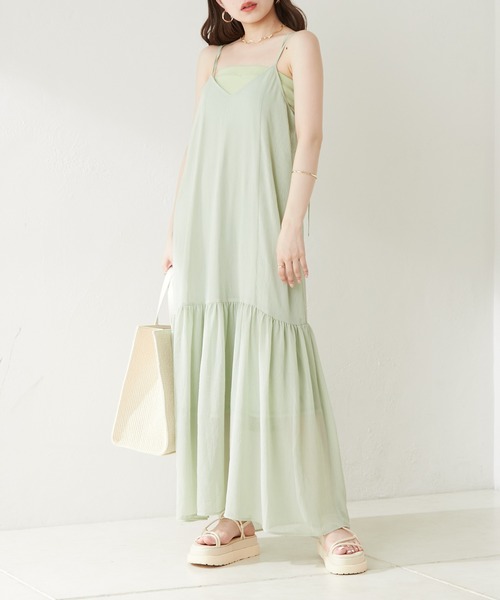 Chico（チコ）の「前後2wayシアーキャミワンピース（ワンピース・レディース・ブラック/アイボリー/ミント・FREE）」の3枚目の写真