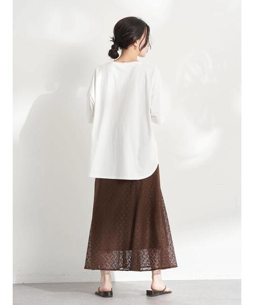 earth music&ecology(アースミュージックアンドエコロジー)の「リーフ柄レーススカート(スカート・レディース・ブラウン/オフホワイト/オリーブ・S/M)」の21枚目の写真