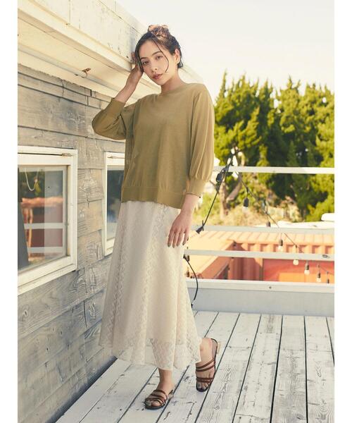 earth music&ecology(アースミュージックアンドエコロジー)の「リーフ柄レーススカート(スカート・レディース・ブラウン/オフホワイト/オリーブ・S/M)」の18枚目の写真