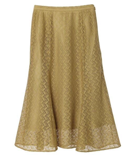 earth music&ecology(アースミュージックアンドエコロジー)の「リーフ柄レーススカート(スカート・レディース・ブラウン/オフホワイト/オリーブ・S/M)」の4枚目の写真