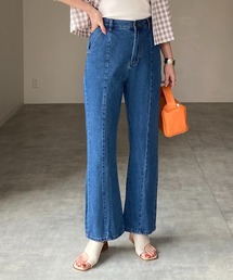 ハイウエストセンターラインフレアデニムパンツ
