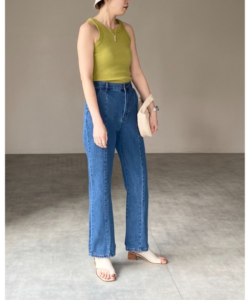 ハイウエストデニムフレアパンツジーパン ジーンズ デニム デニムパンツ high waist flare denim（ハイ