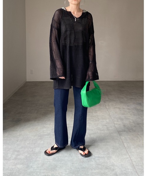 She's Closet（シーズクローゼット）の「ハイウエストセンターラインフレアデニムパンツ（デニムパンツ・レディース・オフホワイト/インディゴブルー/ブルー・M/L）」の10枚目の写真