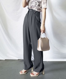 me+em select | 【 S/M/L/XLサイズ展開 】パイピングラインワイドベルトタックルーズスラックス(スラックス)