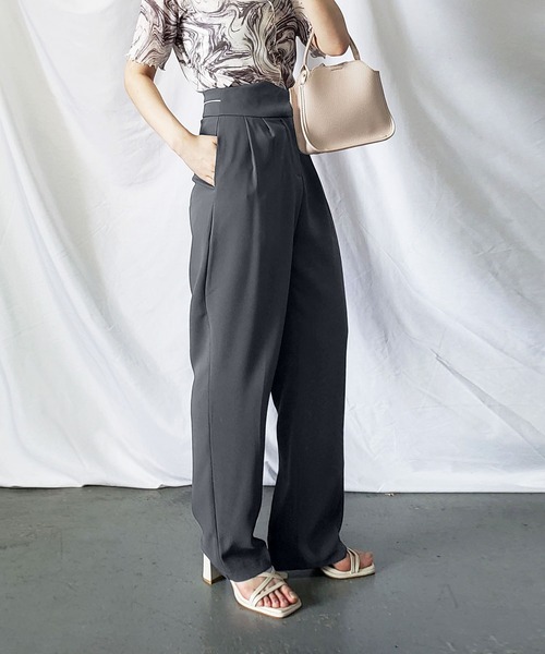 me+em select（ミームセレクト）の「※【 S/M/L/XLサイズ展開 】パイピングラインワイドベルトタックルーズスラックス（スラックス・レディース・グレー/ブラック/ホワイト/ブラウン・X-LARGE/SMALL/MEDIUM/LARGE）」の20枚目の写真