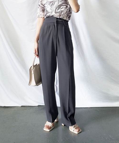 me+em select（ミームセレクト）の「※【 S/M/L/XLサイズ展開 】パイピングラインワイドベルトタックルーズスラックス（スラックス・レディース・グレー/ブラック/ホワイト/ブラウン・X-LARGE/SMALL/MEDIUM/LARGE）」の19枚目の写真