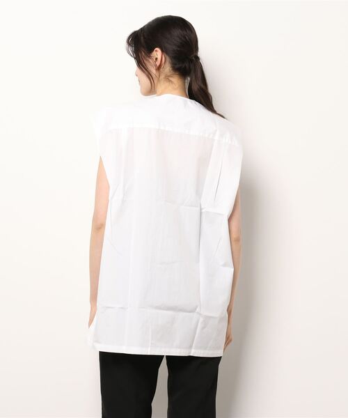HAVERSACK◆ノースリーブブラウス/1/コットン/WHT/無地/622228 HAVERSACK（ハバーザック）の「HAVERSACK | ノースリーブシャツ
