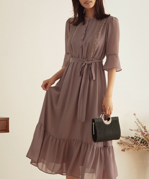 Kana(カナ)の「フェミニン ティアードスカート ワンピース パーティー ドレス 結婚式 お呼ばれ オケージョン(ドレス・レディース・モーブ系/ネイビー/ブルーグレー/ブラック・3L/2L/L/M)」の4枚目の写真