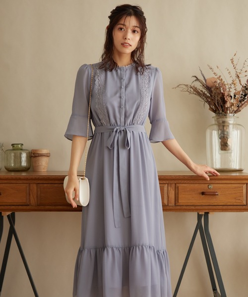 Kana(カナ)の「フェミニン ティアードスカート ワンピース パーティー ドレス 結婚式 お呼ばれ オケージョン(ドレス・レディース・モーブ系/ネイビー/ブルーグレー/ブラック・3L/2L/L/M)」の13枚目の写真