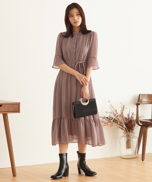 Kana(カナ)の「フェミニン ティアードスカート ワンピース パーティー ドレス 結婚式 お呼ばれ オケージョン(ドレス・レディース・モーブ系/ネイビー/ブルーグレー/ブラック・3L/2L/L/M)」の22枚目の写真