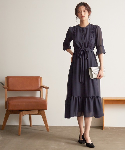 Kana(カナ)の「フェミニン ティアードスカート ワンピース パーティー ドレス 結婚式 お呼ばれ オケージョン(ドレス・レディース・モーブ系/ネイビー/ブルーグレー/ブラック・3L/2L/L/M)」の16枚目の写真