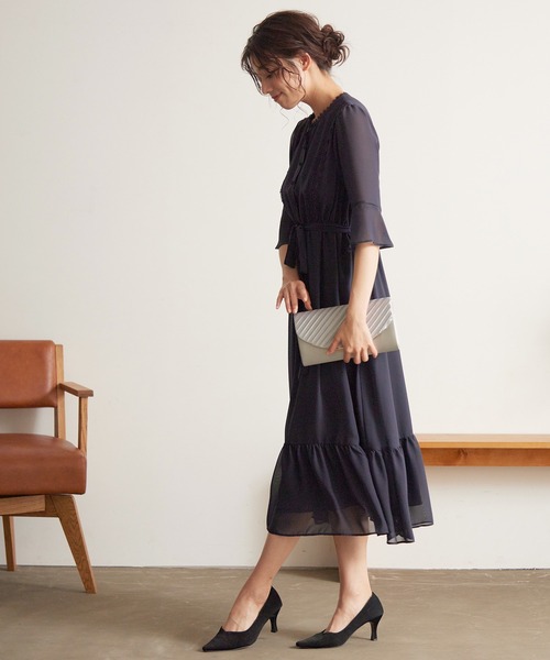 Kana(カナ)の「フェミニン ティアードスカート ワンピース パーティー ドレス 結婚式 お呼ばれ オケージョン(ドレス・レディース・モーブ系/ネイビー/ブルーグレー/ブラック・3L/2L/L/M)」の18枚目の写真