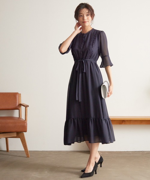 Kana(カナ)の「フェミニン ティアードスカート ワンピース パーティー ドレス 結婚式 お呼ばれ オケージョン(ドレス・レディース・モーブ系/ネイビー/ブルーグレー/ブラック・3L/2L/L/M)」の17枚目の写真