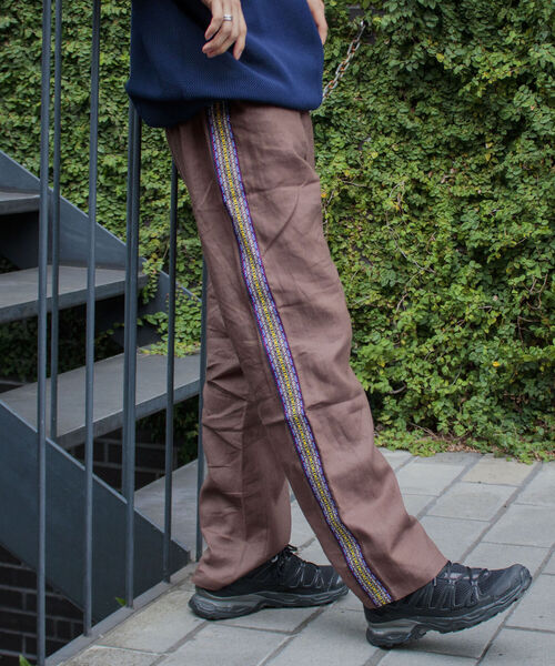 GLOSTER(グロスター)の「【GLOSTER/グロスター】サイドライン リネンイージーパンツ(その他パンツ・メンズ・ブラック/ダークグリーン/ダークブラウン・M/L)」の3枚目の写真