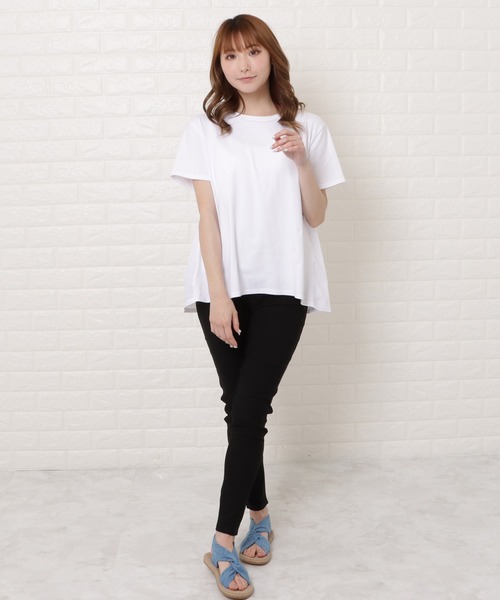 Lace Ladies（レースレディース）の「バックフレア半袖Ｔシャツ（Tシャツ/カットソー・レディース・ホワイト/ブラック/ベージュ/ネイビー・M/XL）」の11枚目の写真