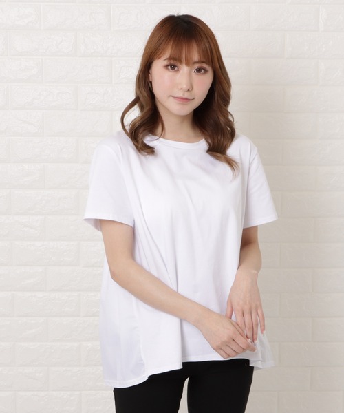 Lace Ladies（レースレディース）の「バックフレア半袖Ｔシャツ（Tシャツ/カットソー・レディース・ホワイト/ブラック/ベージュ/ネイビー・M/XL）」の6枚目の写真