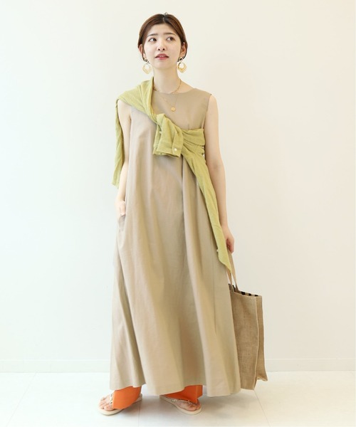 B.C STOCK（ベーセーストック）の「《追加》リネン混ノースリワンピース（ワンピース・レディース・ベージュ/ネイビー/パープル・FREE）」の6枚目の写真