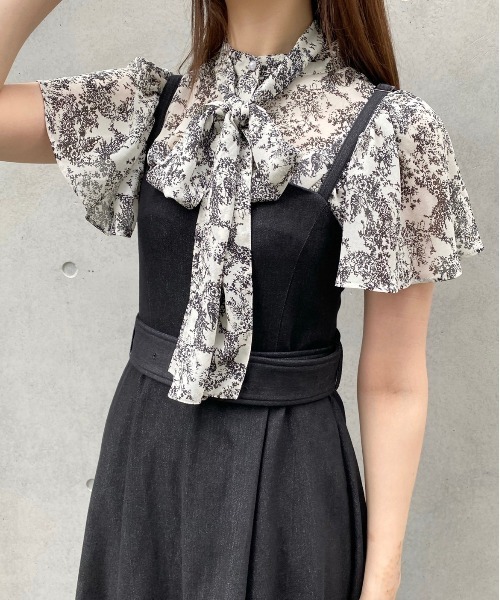 TITTY&CO.(ティティーアンドコー)の「【TITTY&Co.】トワルドジュイラッフルリボンブラウス(シャツ/ブラウス・レディース・ブラック/グレー系その他・FREE)」の15枚目の写真