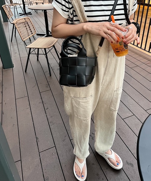 HWG_5（エイチダブルゴー）の「メッシュ編み込みショルダーハンドバッグ（ショルダーバッグ・レディース・ホワイト/ブラック/ベージュ/グリーン・FREE）」の3枚目の写真