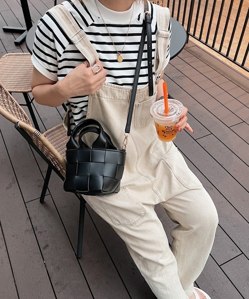 HWG_5（エイチダブルゴー）の「メッシュ編み込みショルダーハンドバッグ（ショルダーバッグ・レディース・ホワイト/ブラック/ベージュ/グリーン・FREE）」の22枚目の写真