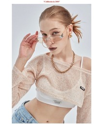 【CRANK/クランク】BOATNECK CROP KNITWEAR/ボートネック クロップ ニットウェア サマーニット クロップ丈 レイヤード