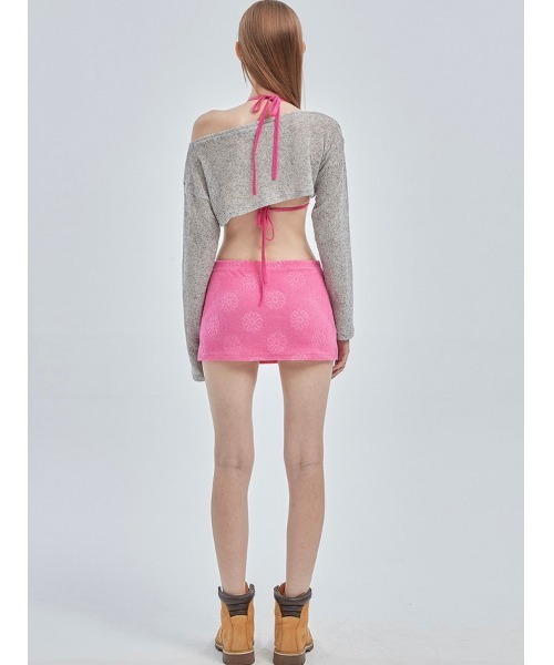 CRANK（クランク）の「【CRANK/クランク】BOATNECK CROP KNITWEAR/ボートネック クロップ ニットウェア サマーニット クロップ丈 レイヤード（ニット/セーター・レディース・スカイブルー/ベージュ/グレー・ONE SIZE）」の7枚目の写真