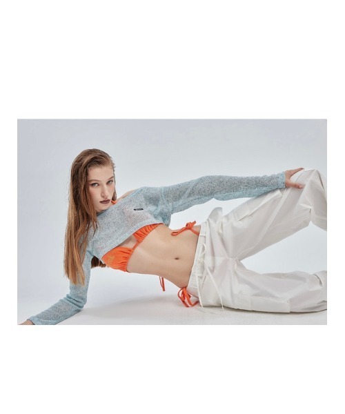 CRANK（クランク）の「【CRANK/クランク】BOATNECK CROP KNITWEAR/ボートネック クロップ ニットウェア サマーニット クロップ丈 レイヤード（ニット/セーター・レディース・スカイブルー/ベージュ/グレー・ONE SIZE）」の17枚目の写真