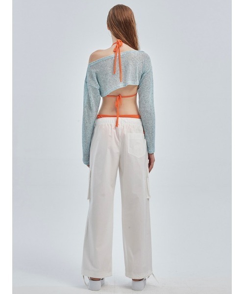 CRANK（クランク）の「【CRANK/クランク】BOATNECK CROP KNITWEAR/ボートネック クロップ ニットウェア サマーニット クロップ丈 レイヤード（ニット/セーター・レディース・スカイブルー/ベージュ/グレー・ONE SIZE）」の16枚目の写真