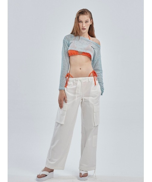 CRANK（クランク）の「【CRANK/クランク】BOATNECK CROP KNITWEAR/ボートネック クロップ ニットウェア サマーニット クロップ丈 レイヤード（ニット/セーター・レディース・スカイブルー/ベージュ/グレー・ONE SIZE）」の15枚目の写真
