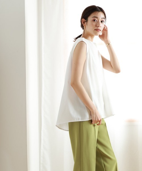 Pierrot（ピエロ）の「異素材切り替えキーネックカットソー（Tシャツ/カットソー・レディース・ブラック/オフホワイト/ブルー・M/L）」の12枚目の写真