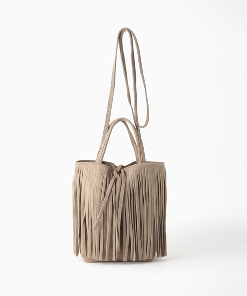 MARLON FIRENZE(マーロンフィレンツェ)の「【MARLON FIRENZE/マルロン】スエードフリンジ2WAYバッグ(ハンドバッグ・レディース・ベージュ・FREE)」の6枚目の写真