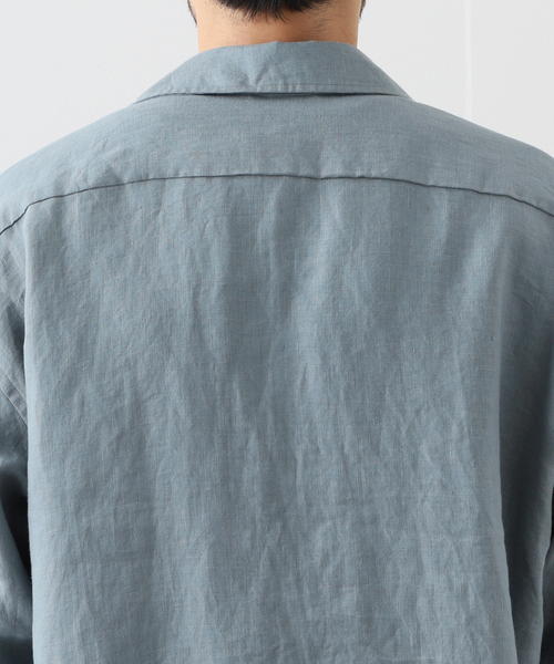 EDIFICE LA BOUCLE リネンスキッパーシャツ 人気 EDIFICE LA BOUCLE スキッパーシャツ リネン ブラック 1
